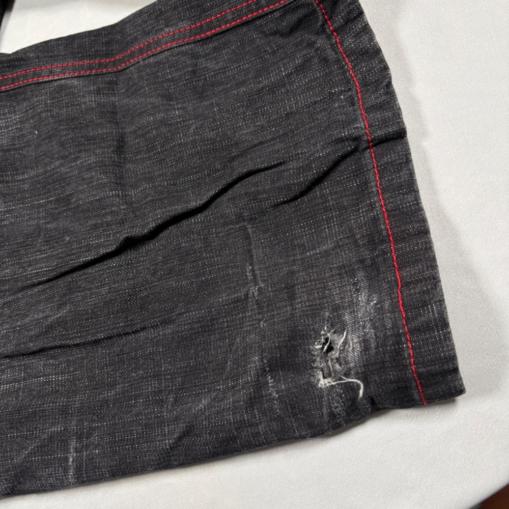 5ive Jungle & Co. Jeans Mens 40x34 Black Red Stitch Streetwear Baggy Y2K - Picture 6 of 12